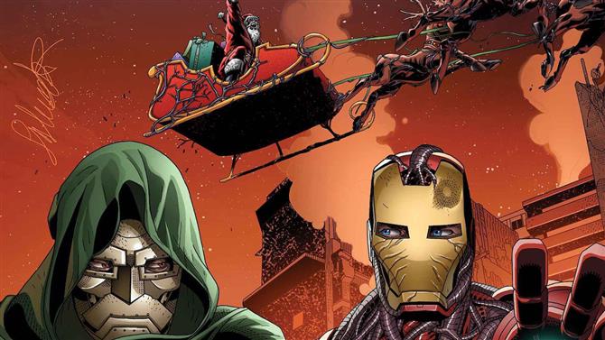 Babbo Natale Marvel.Iron Man E Doctor Doom Contro Babbo Natale Nello Speciale Marvel Di Dicembre I Giochi I Film La Tv Che Ami