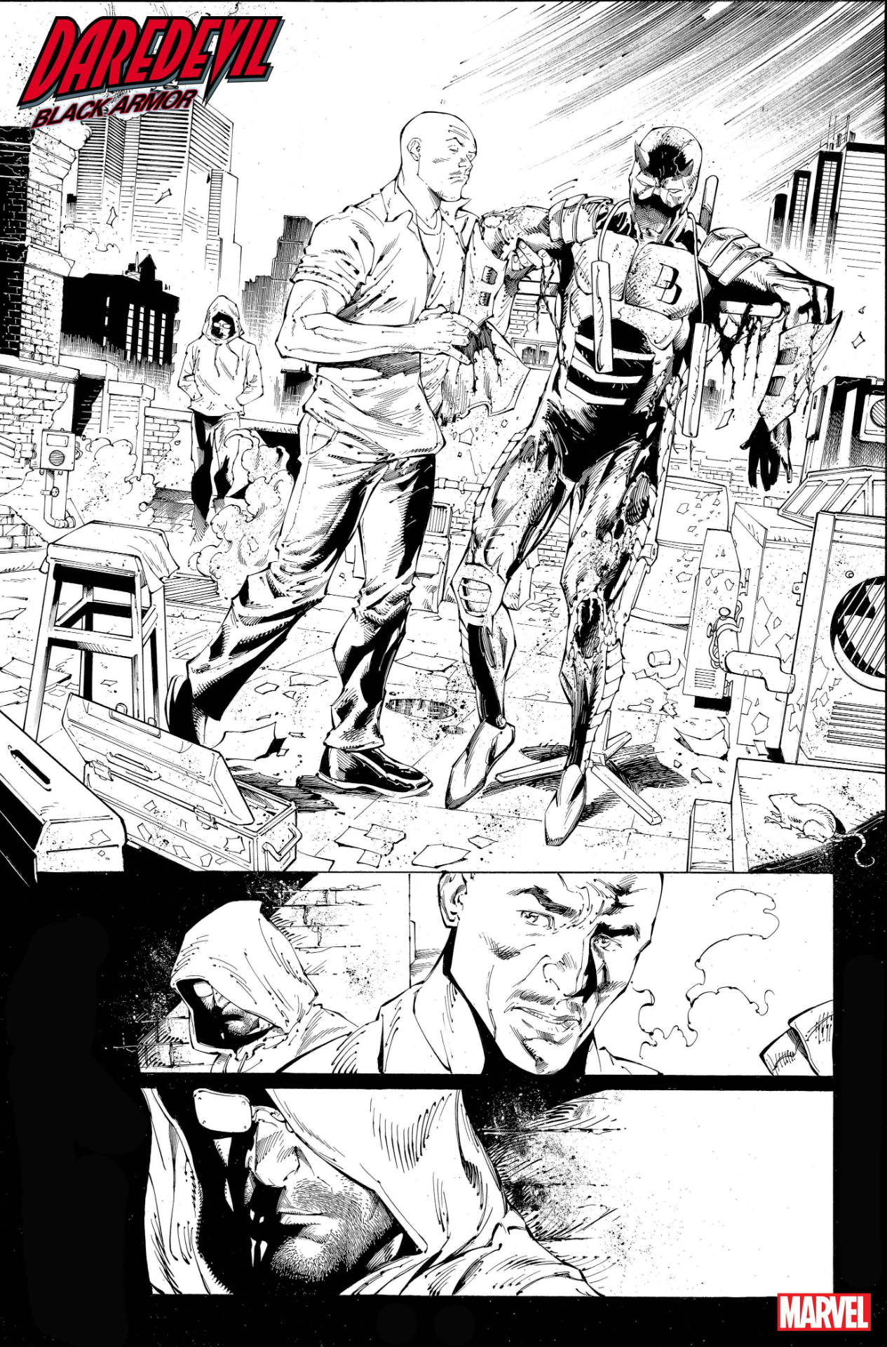 Daredevil: Black Armor #1 interiérová kresba