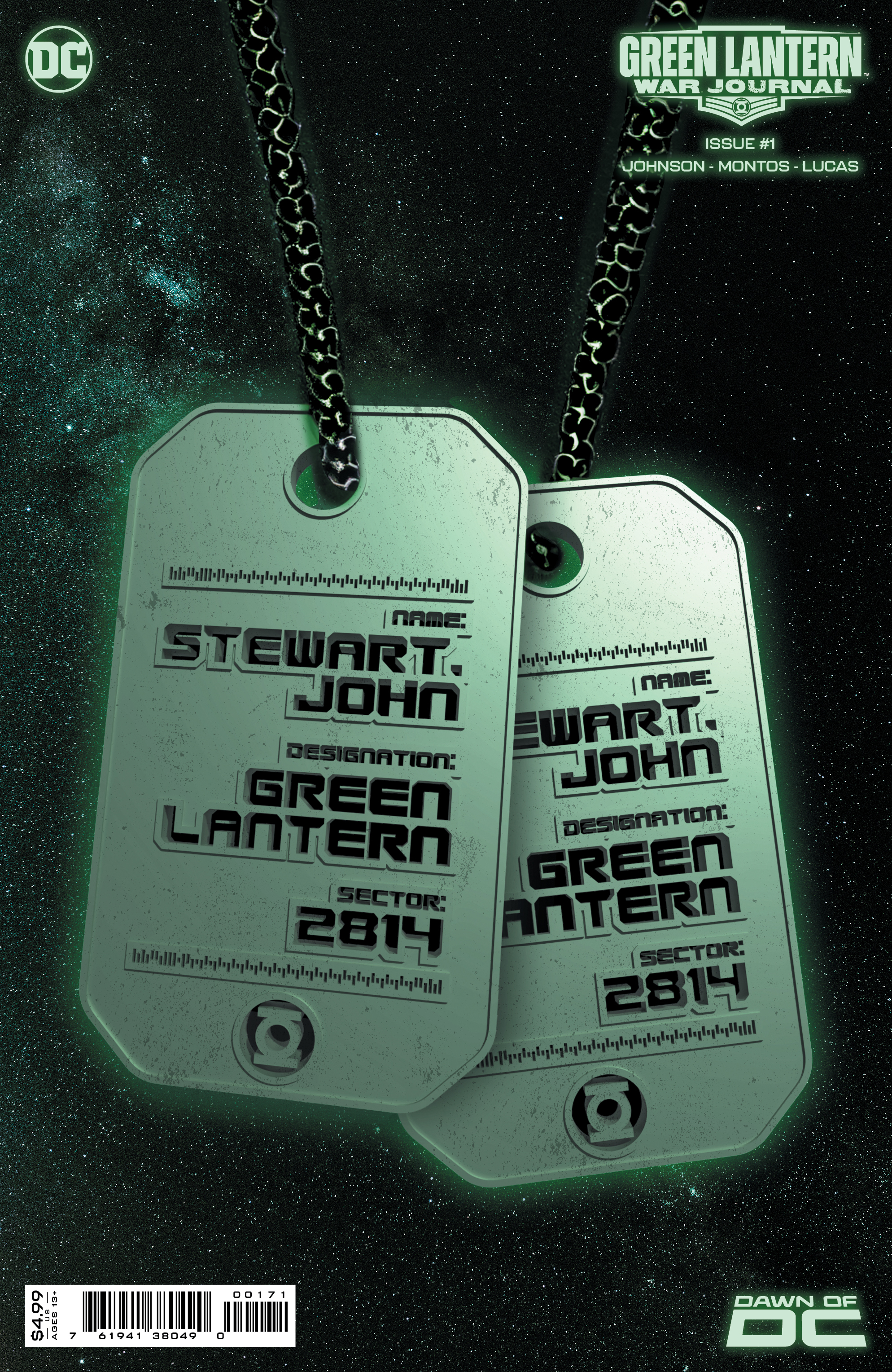 Obálka Green Lantern: War Journal #1 svítící ve tmě.