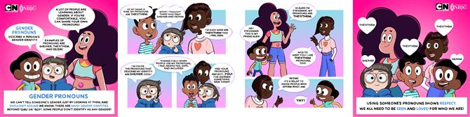 História em quadrinhos de pronomes de gênero