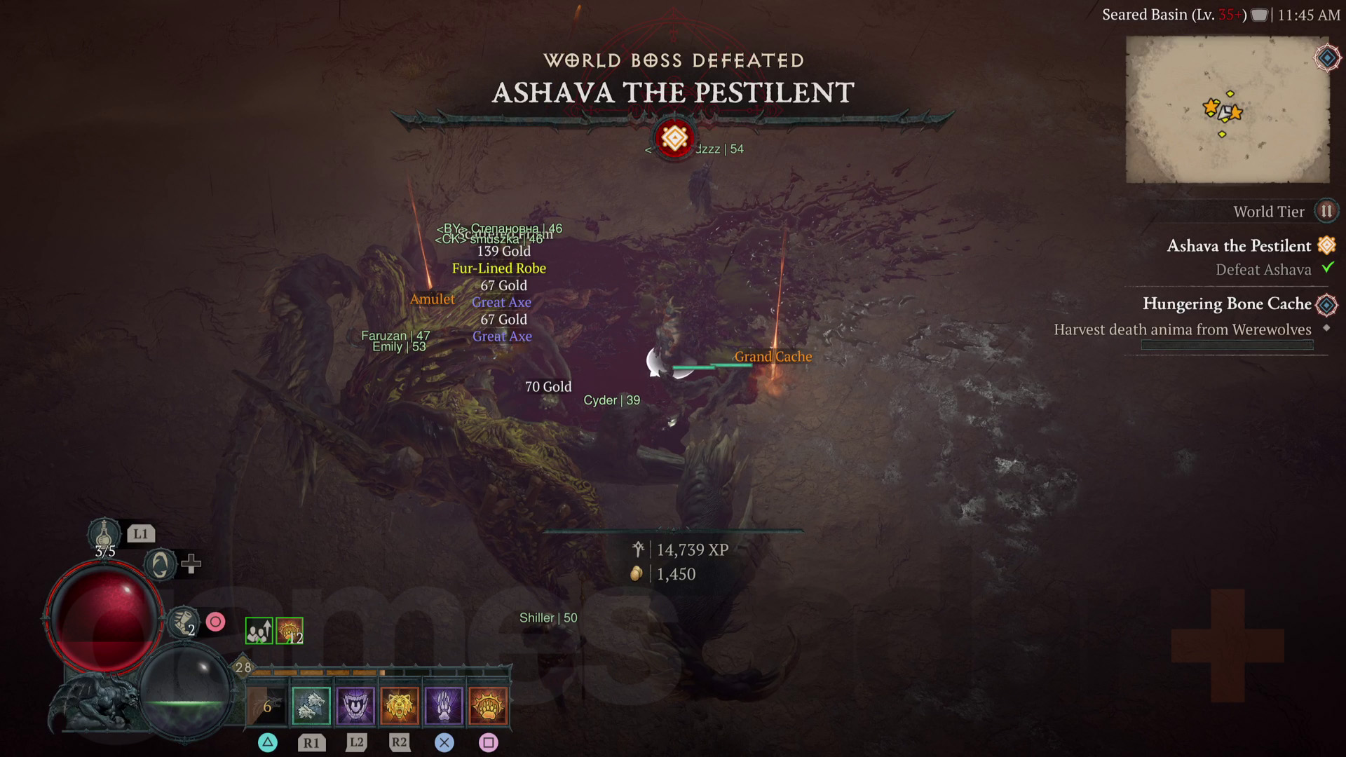Diablo 4 Ashava Světový boss poražený s kořistí na zemi