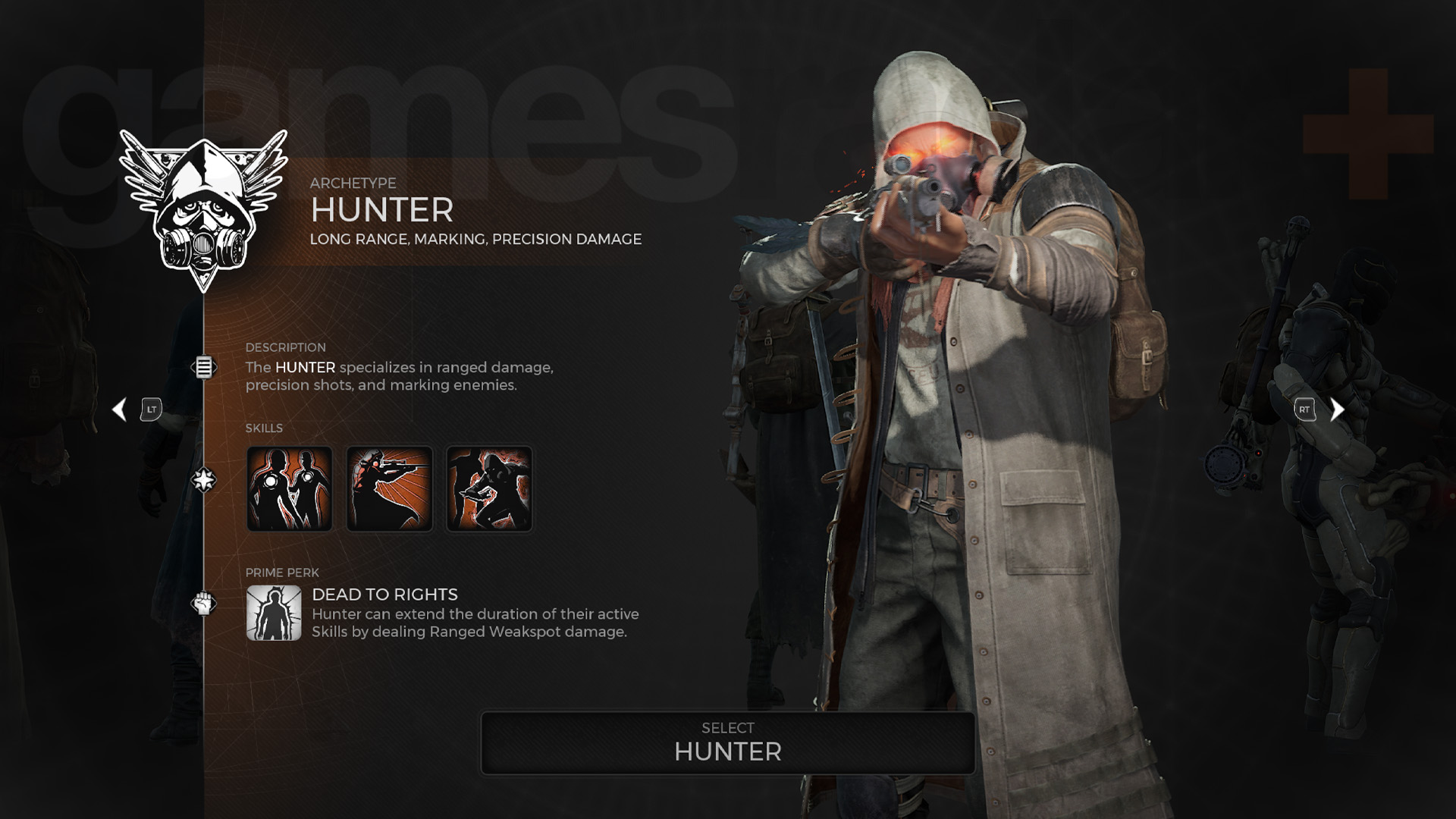 Ecrã do arquétipo Remnant 2 Hunter