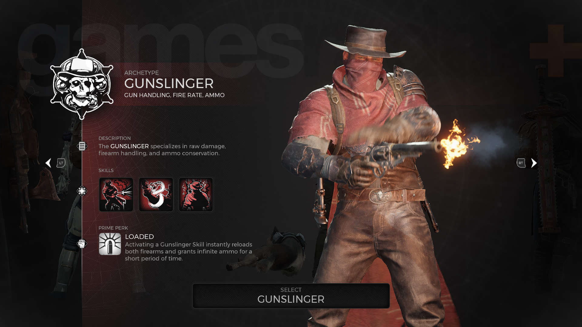 Skärmbild med arketyp för kvarvarande 2 Gunslinger