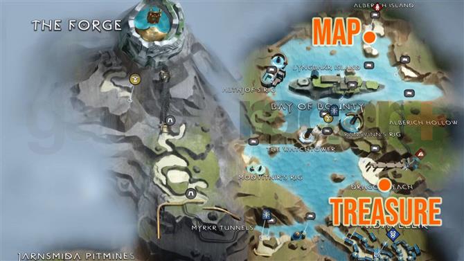 Onde encontrar o mapa do tesouro morto e inchado em God of War 4?