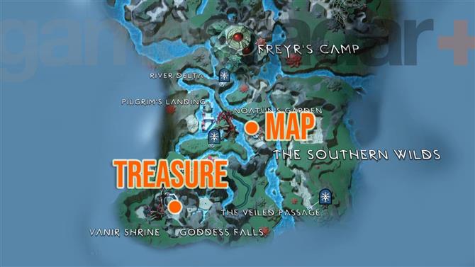 All God of War Ragnarok Treasure Mapa Locais e soluções - Jogos, filmes,  televisão que você ama