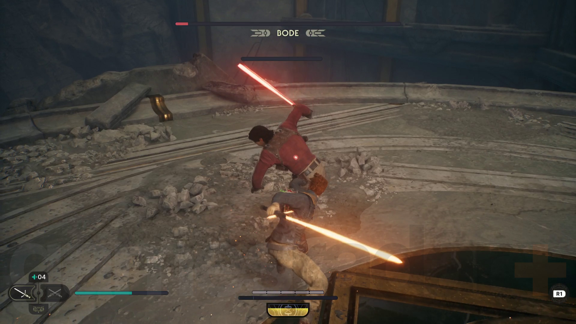 Star Wars Jedi Survivor Tanalorr läpikäynti Cal ja Bode vetävät valomiekat esiin taistelua varten.