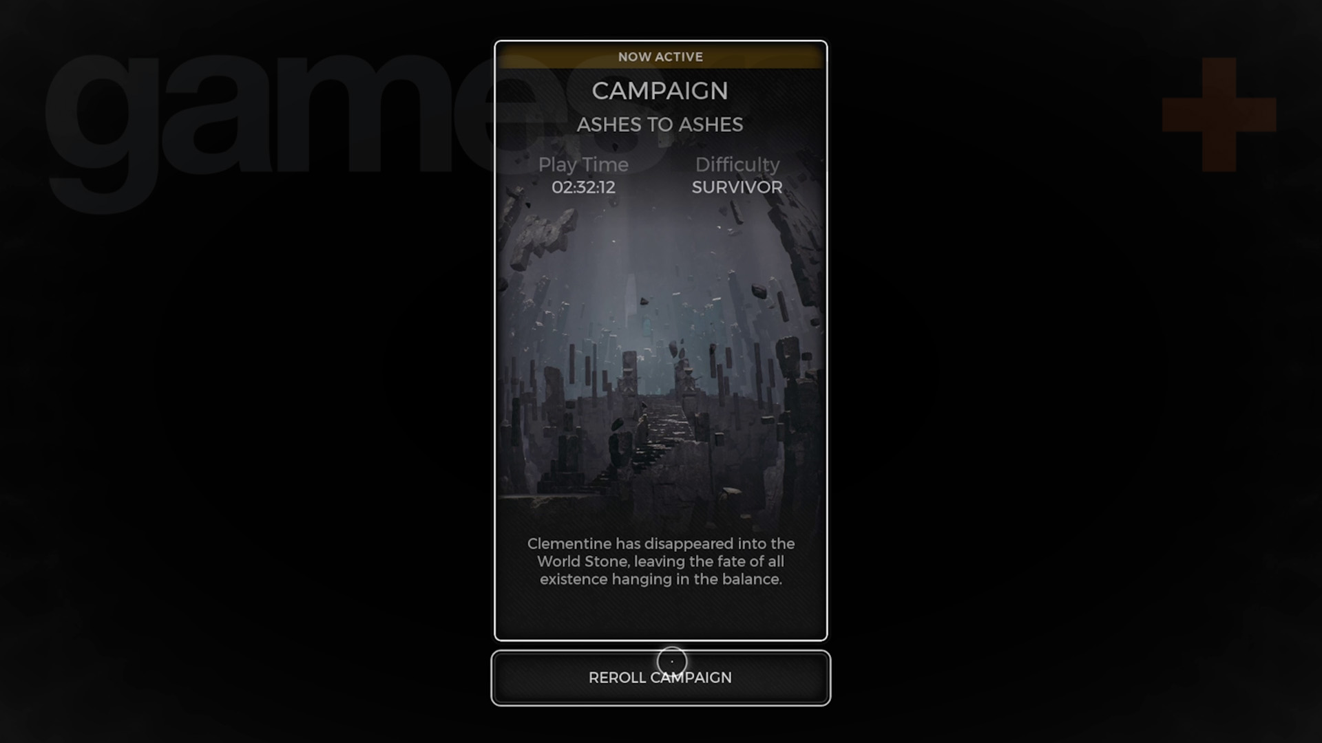 Кнопка повторного проведения кампании в Remnant 2 в меню worldstone
