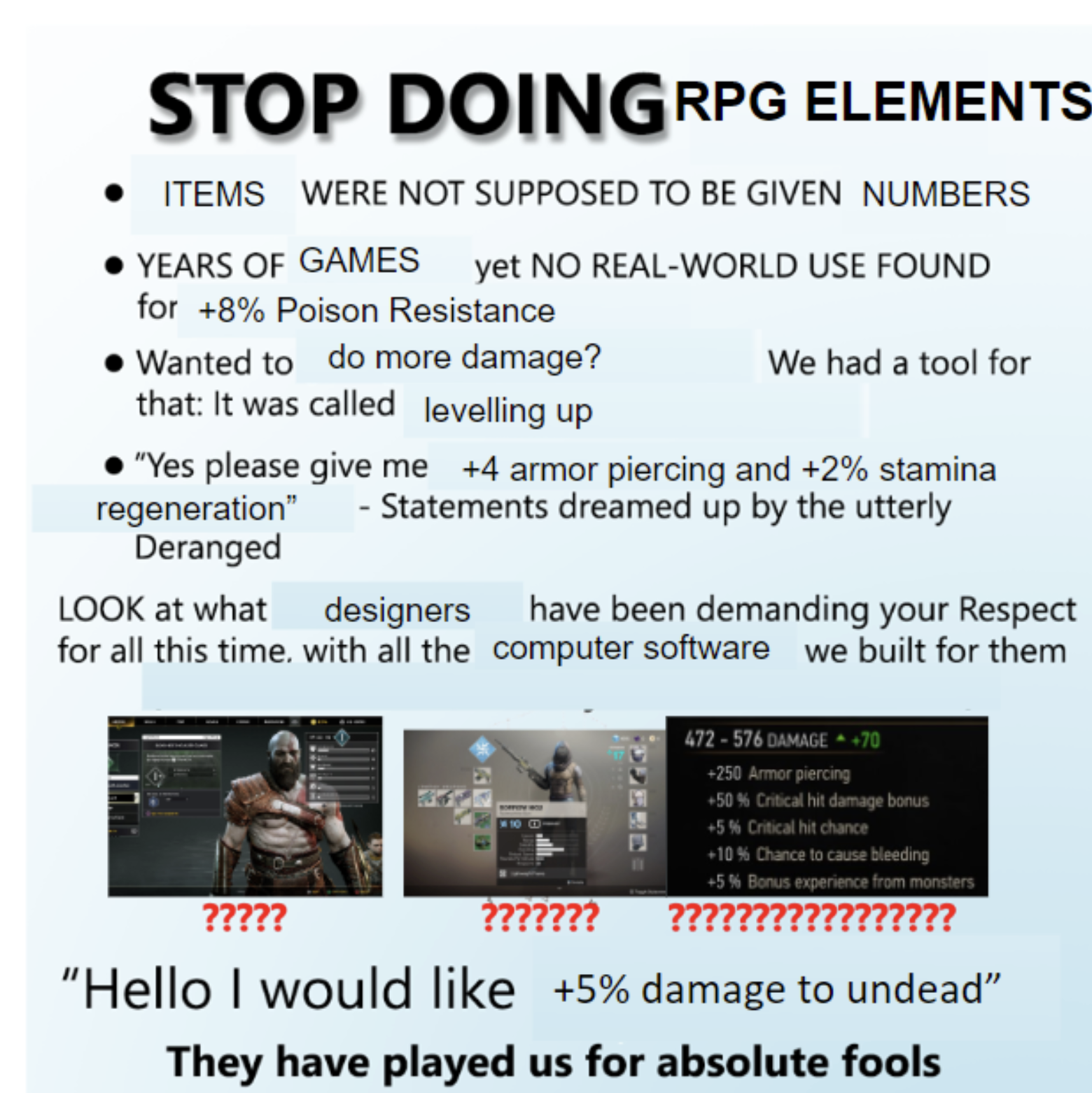 Přestaňte dělat RPG prvky