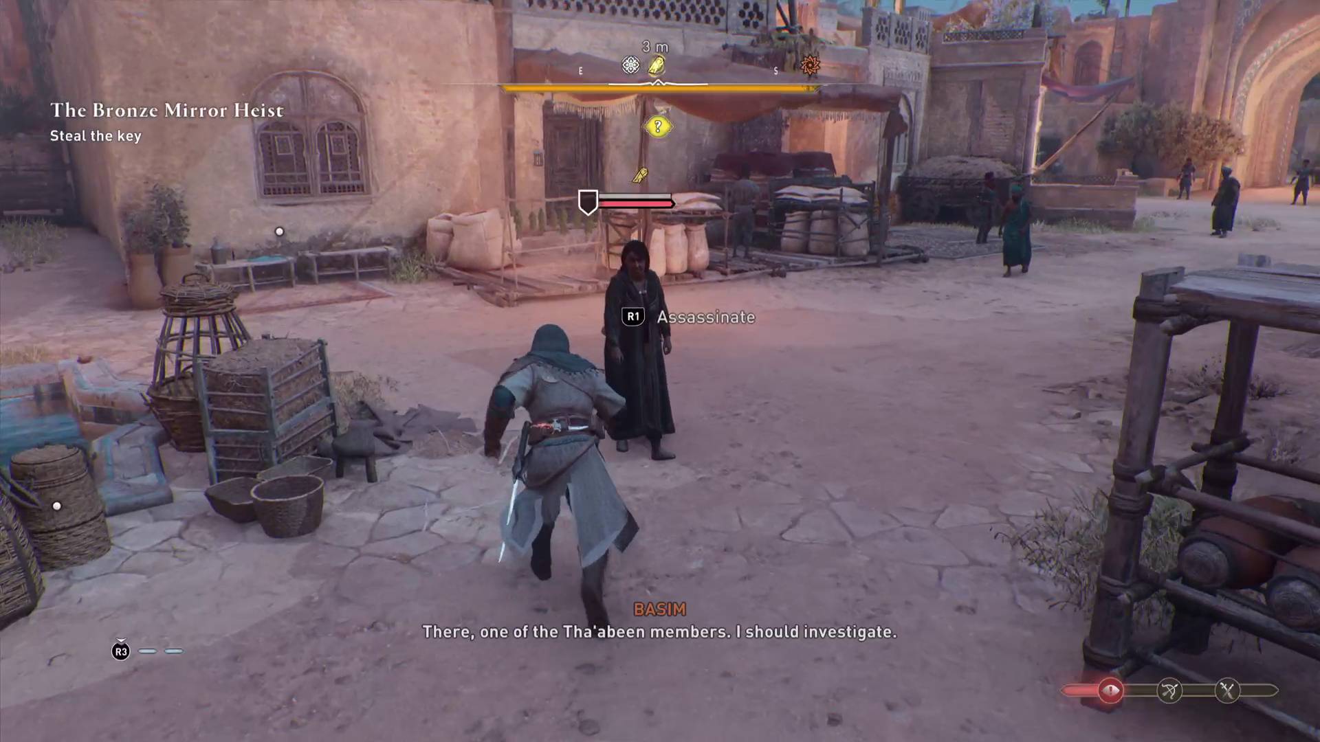 Assassin's Creed Mirage misterioso fragmento en poder de un miembro de la orden a punto de ser asesinado