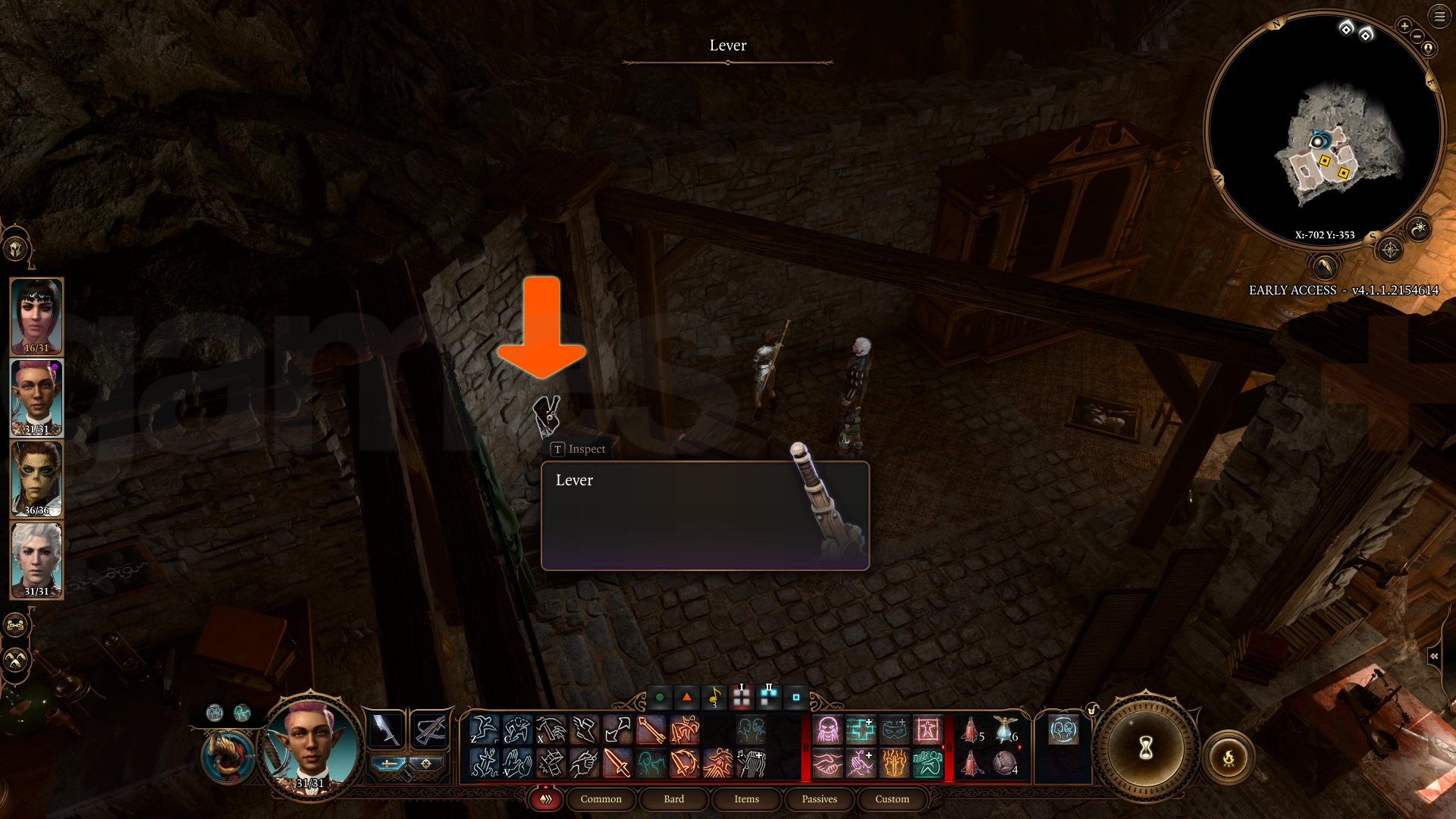 Umiestnenie tajných dverí do pivnice v hre Baldur's Gate 3
