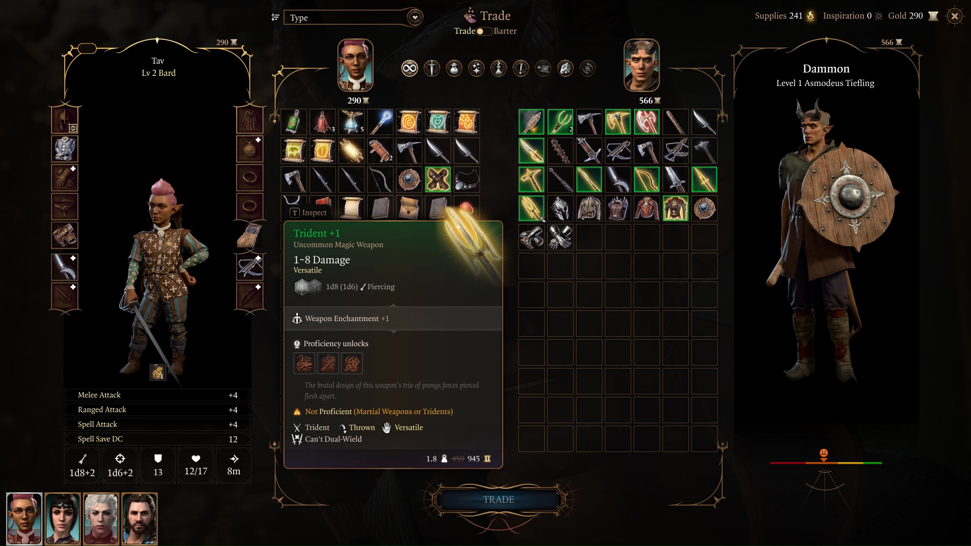 Покупка оружия у торговца в Baldur's Gate 3
