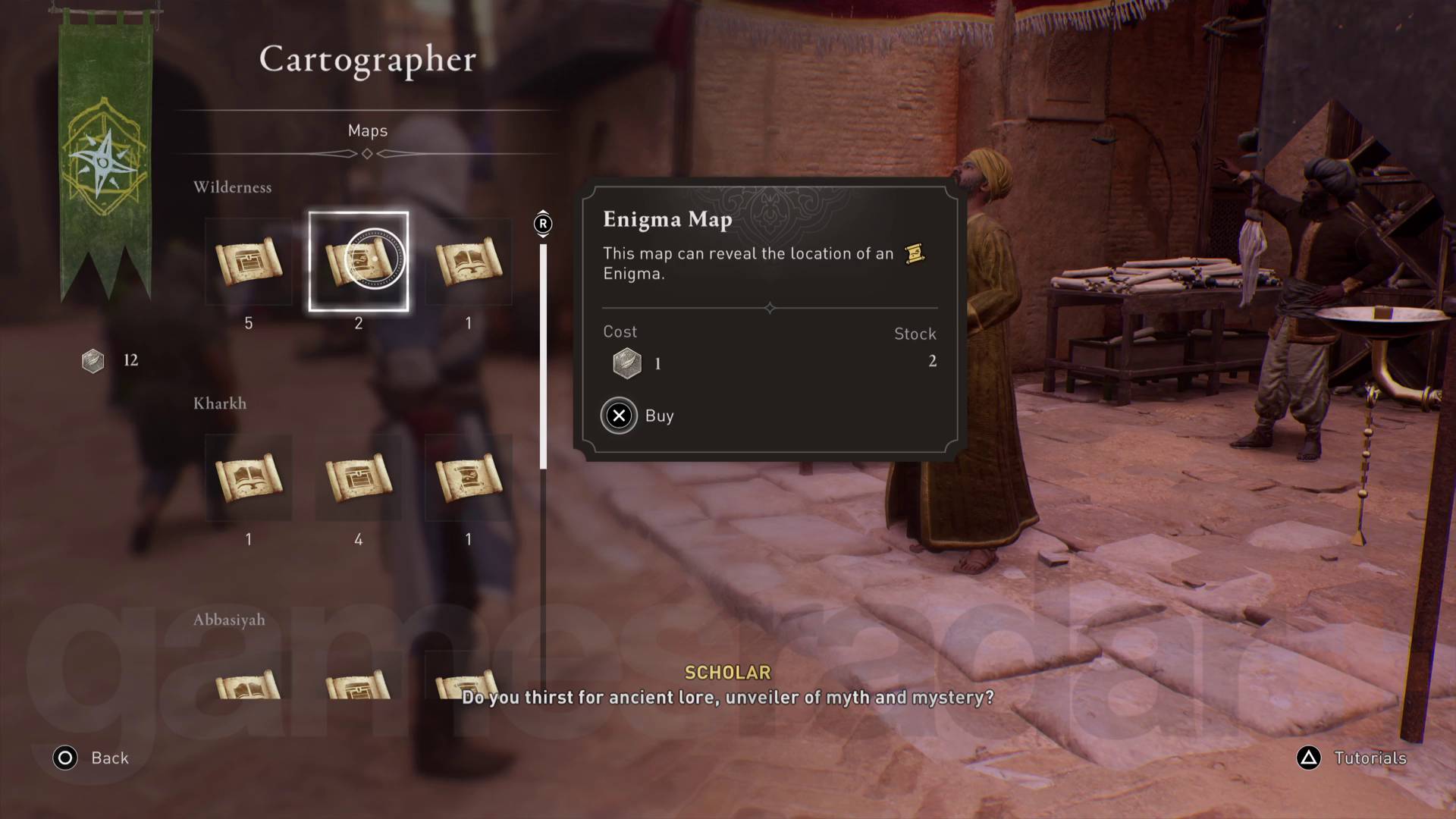Assassin's Creed Mirage tippek Kartográfus boltja