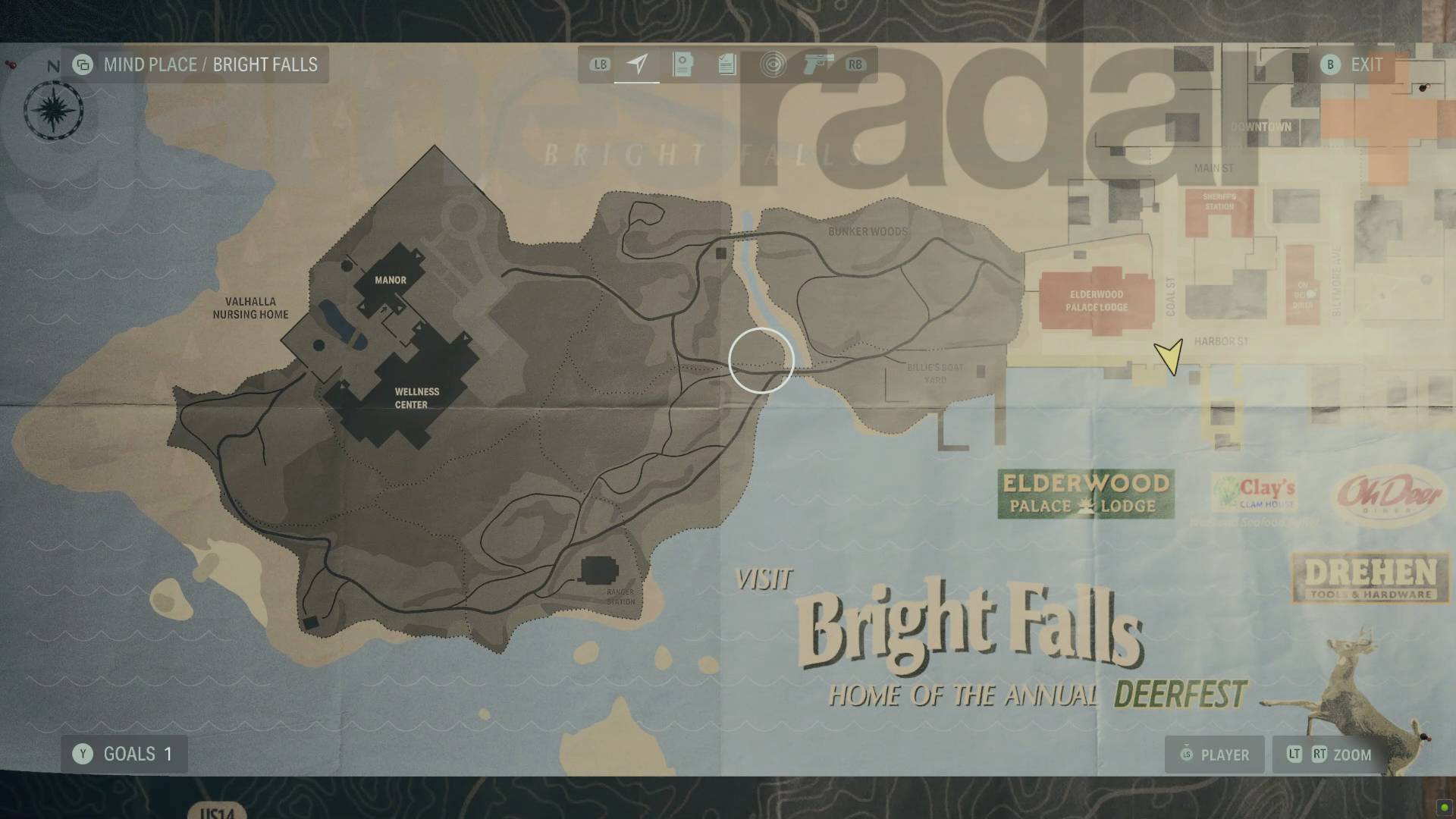 Alan Wake 2 Bright Falls mappa