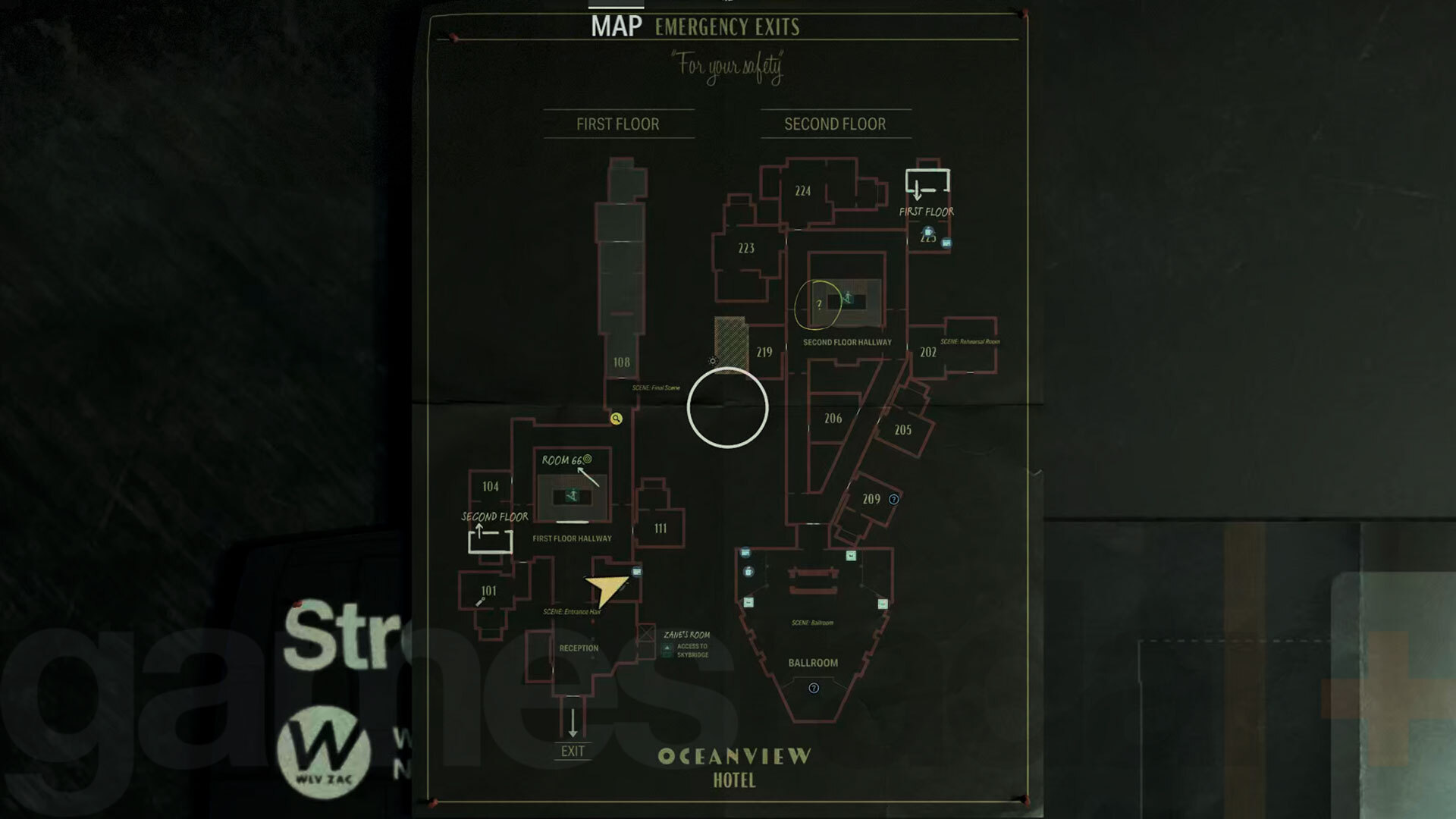 De Oceanview Hotel kaart in Alan Wake 2