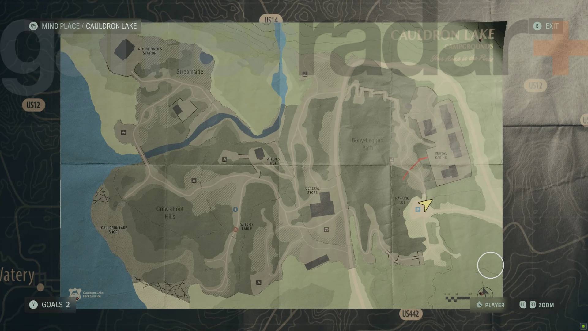Alan Wake 2 Cauldron Lake mapa