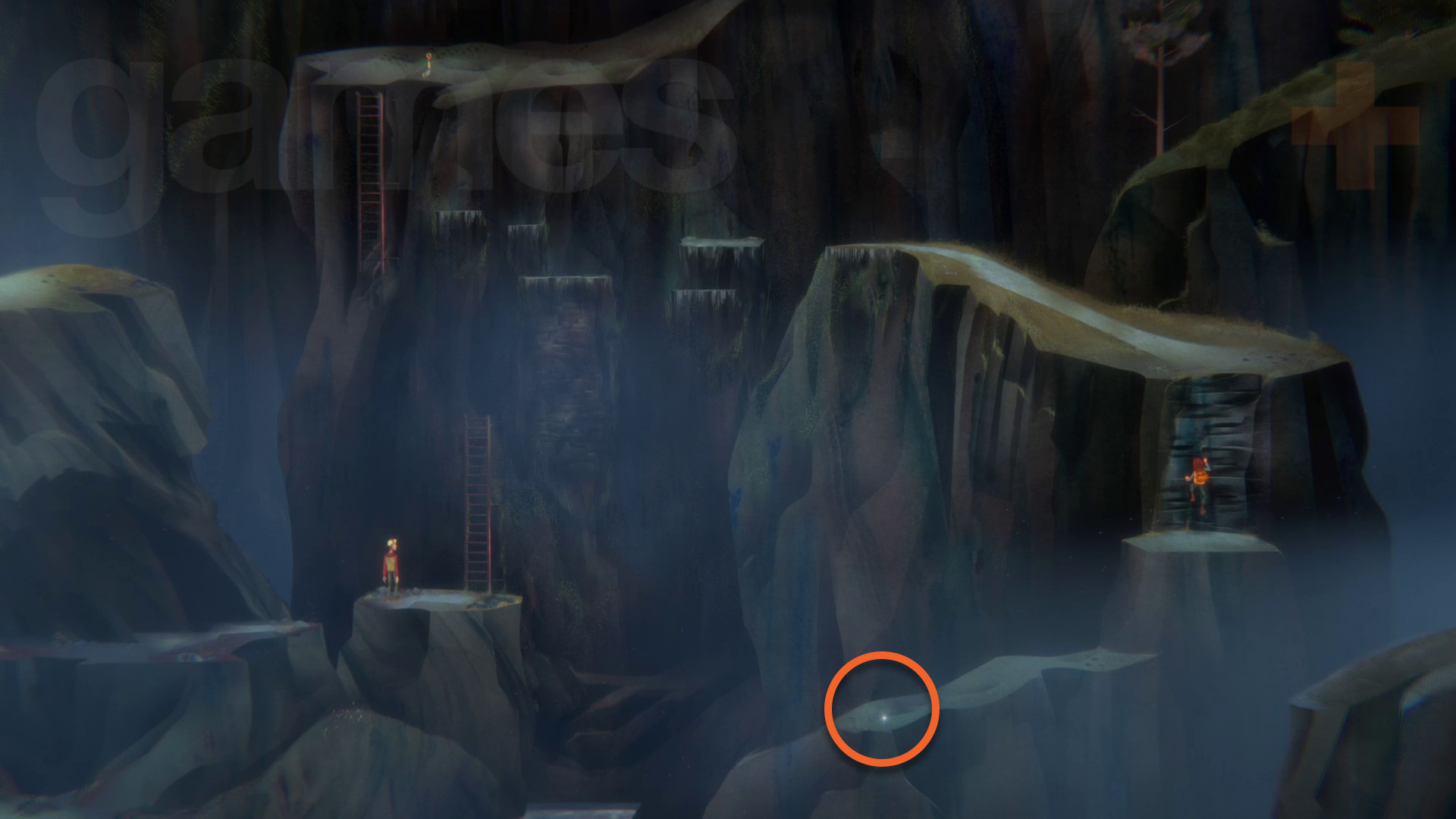 Oxenfree 2 letter collectible on cliff in Waterhead bluffs
