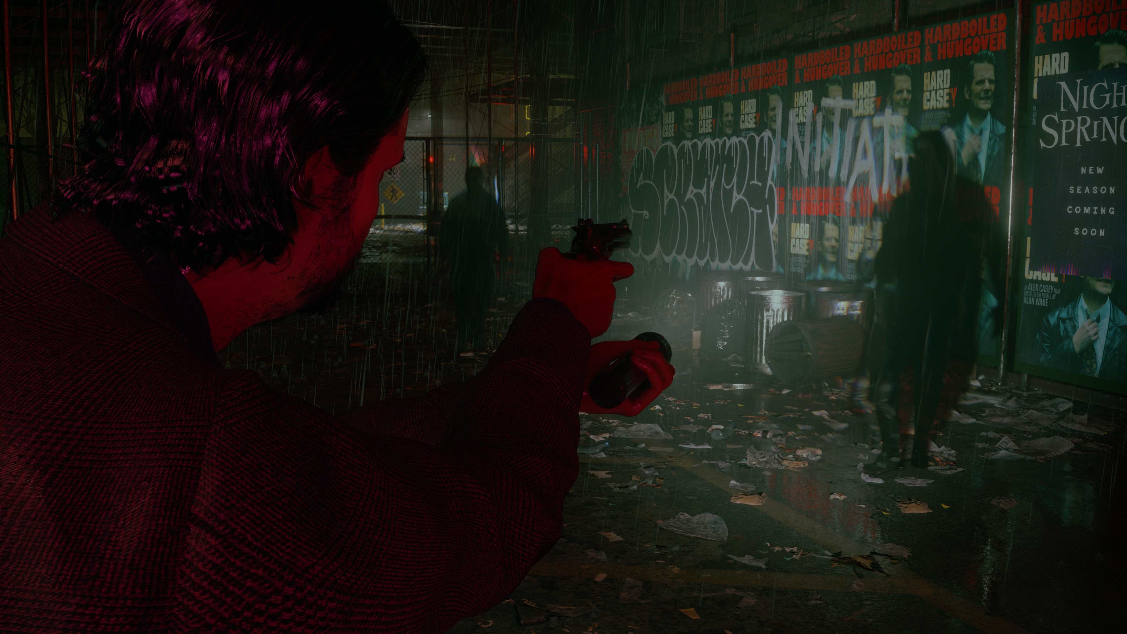 Alan Wake 2 screenshot met Dark Place gevecht