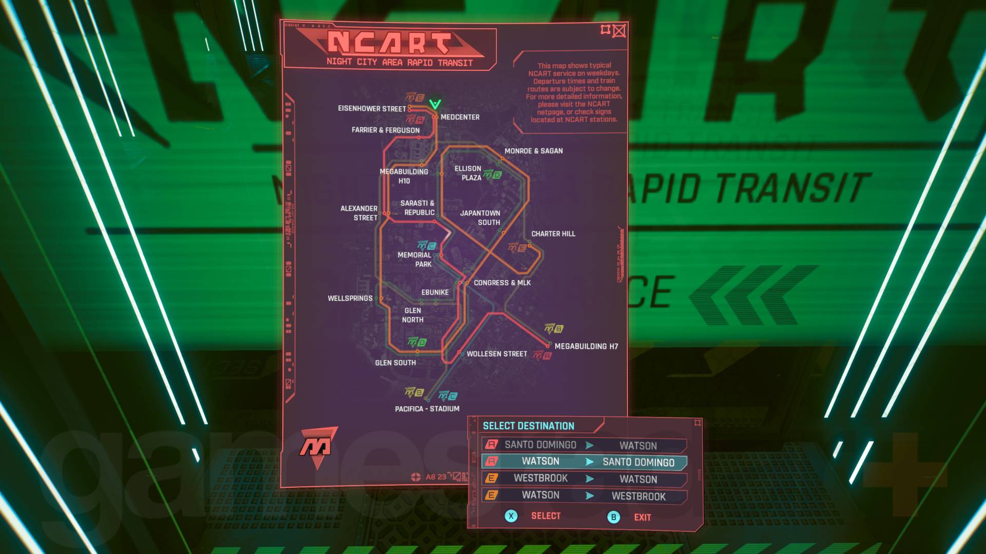 Cyberpunk 2077 2.1 تحديث Night City Area Rapid Transit Metro Map