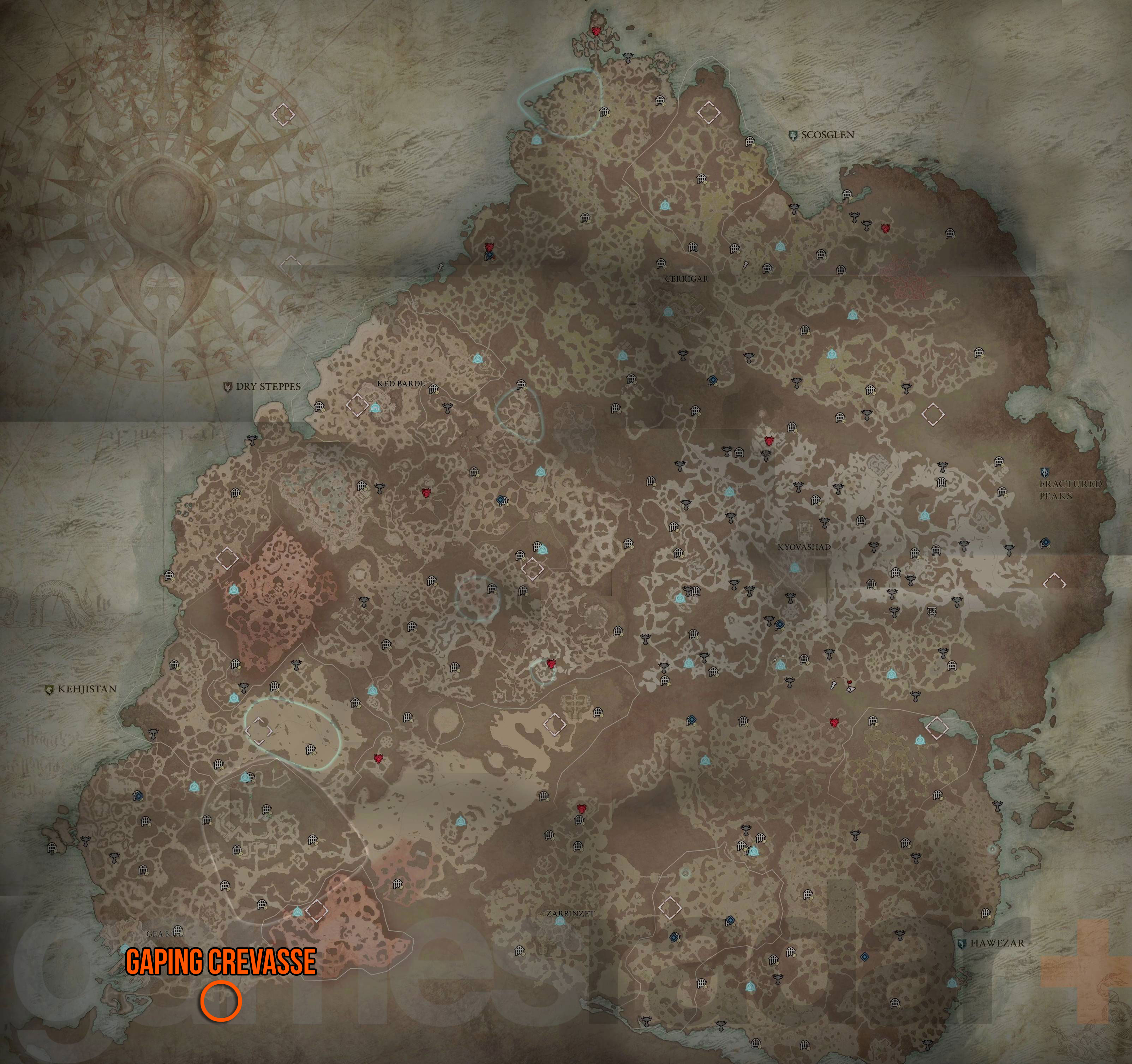 Diablo 4 mapa Tuskhelm potężnego Joritza