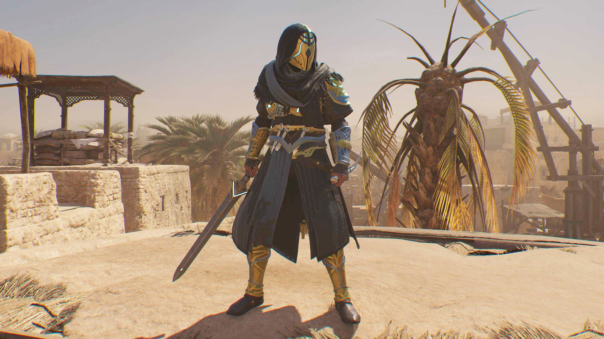 Basim yllään salaiset aseet ja haarniskat Assassin's Creed Mirage -elokuvassa.