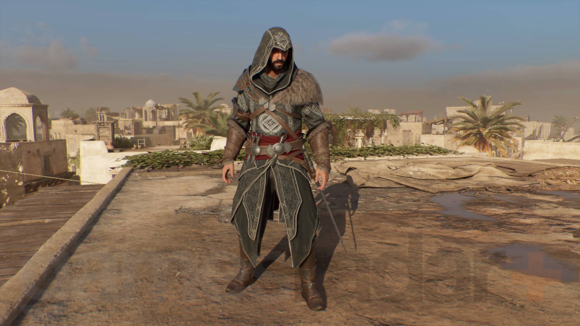 Assassin's Creed Mirage Basim iført ezio revelations-drakt