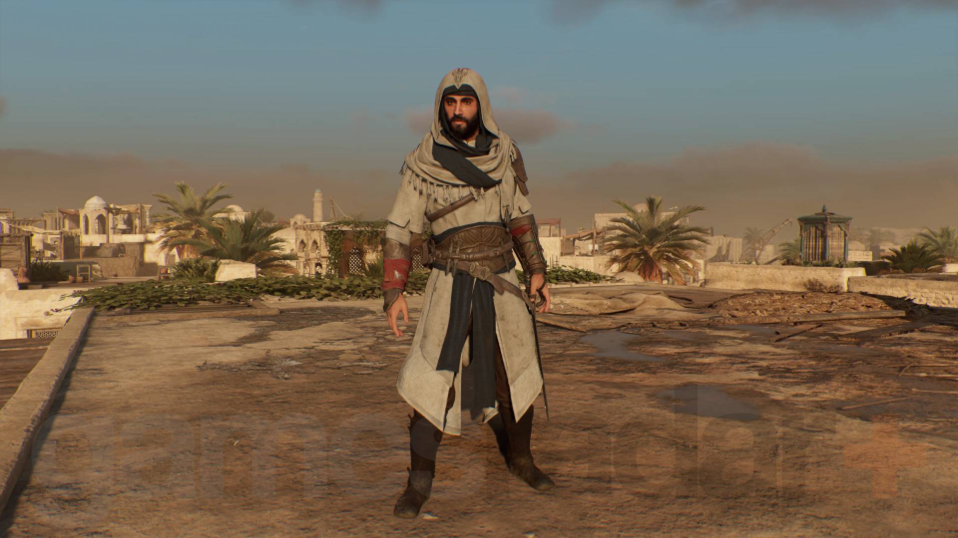Assassin's Creed Mirage Basim iført initiate of alamut-antrekk