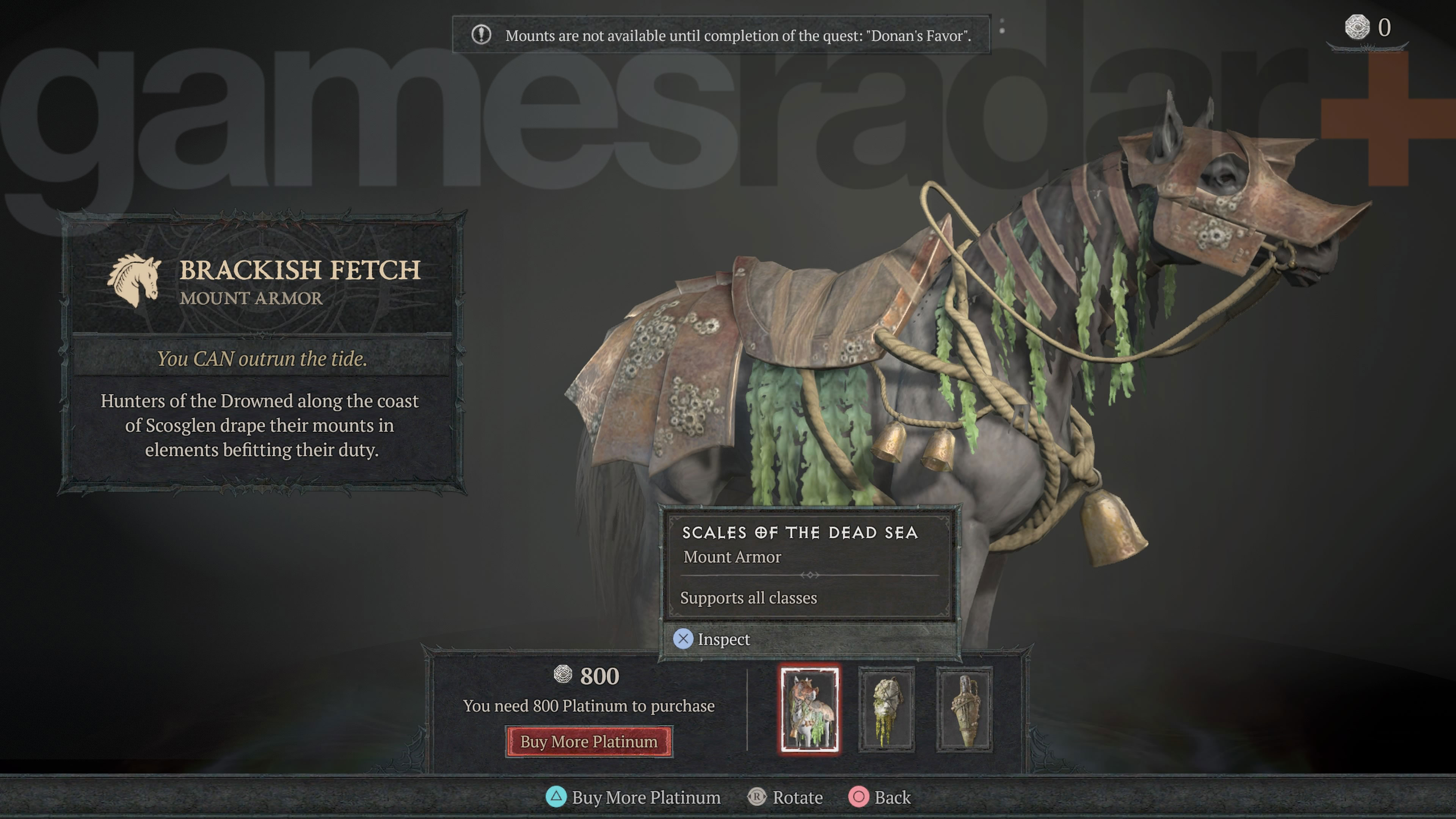 Brnění Brackish Fetch mount, které je odměnou za hru Diablo 4 Prime Gaming.