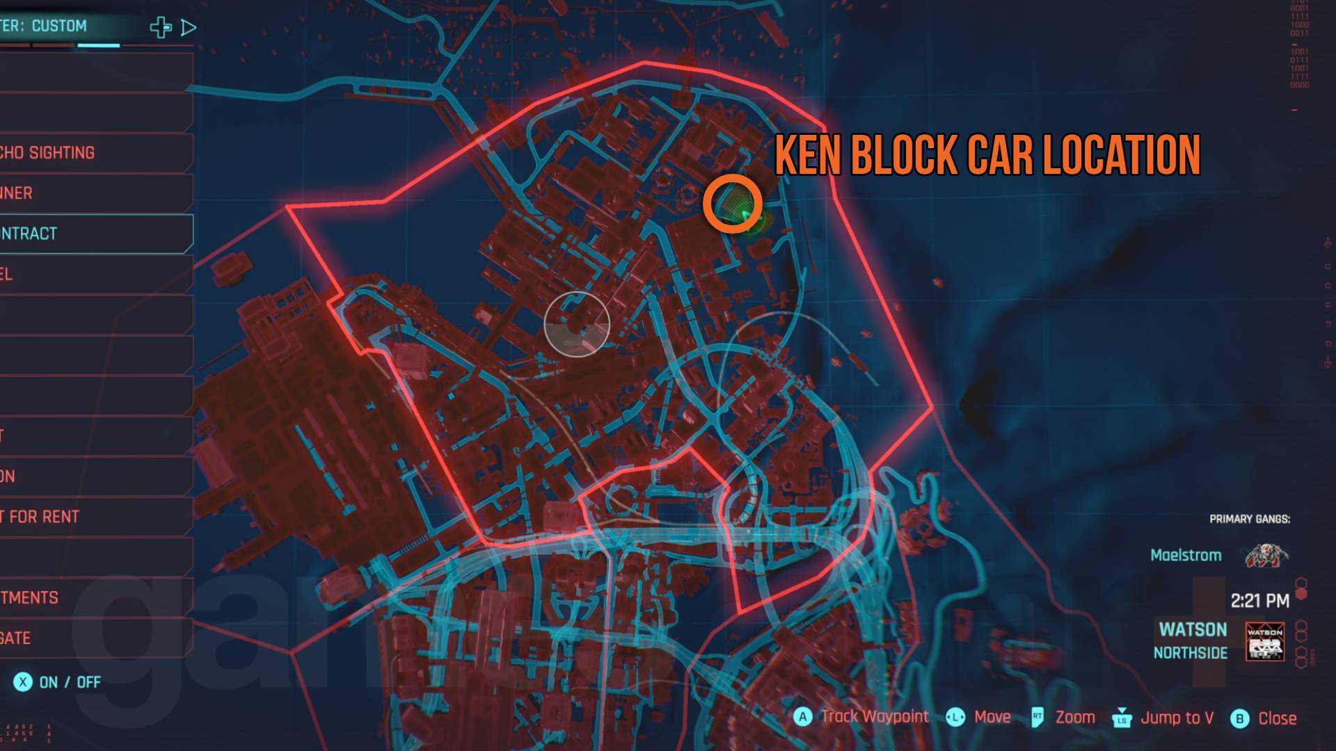 Cyberpunk 2077 Ken Block Car موقع على الخريطة