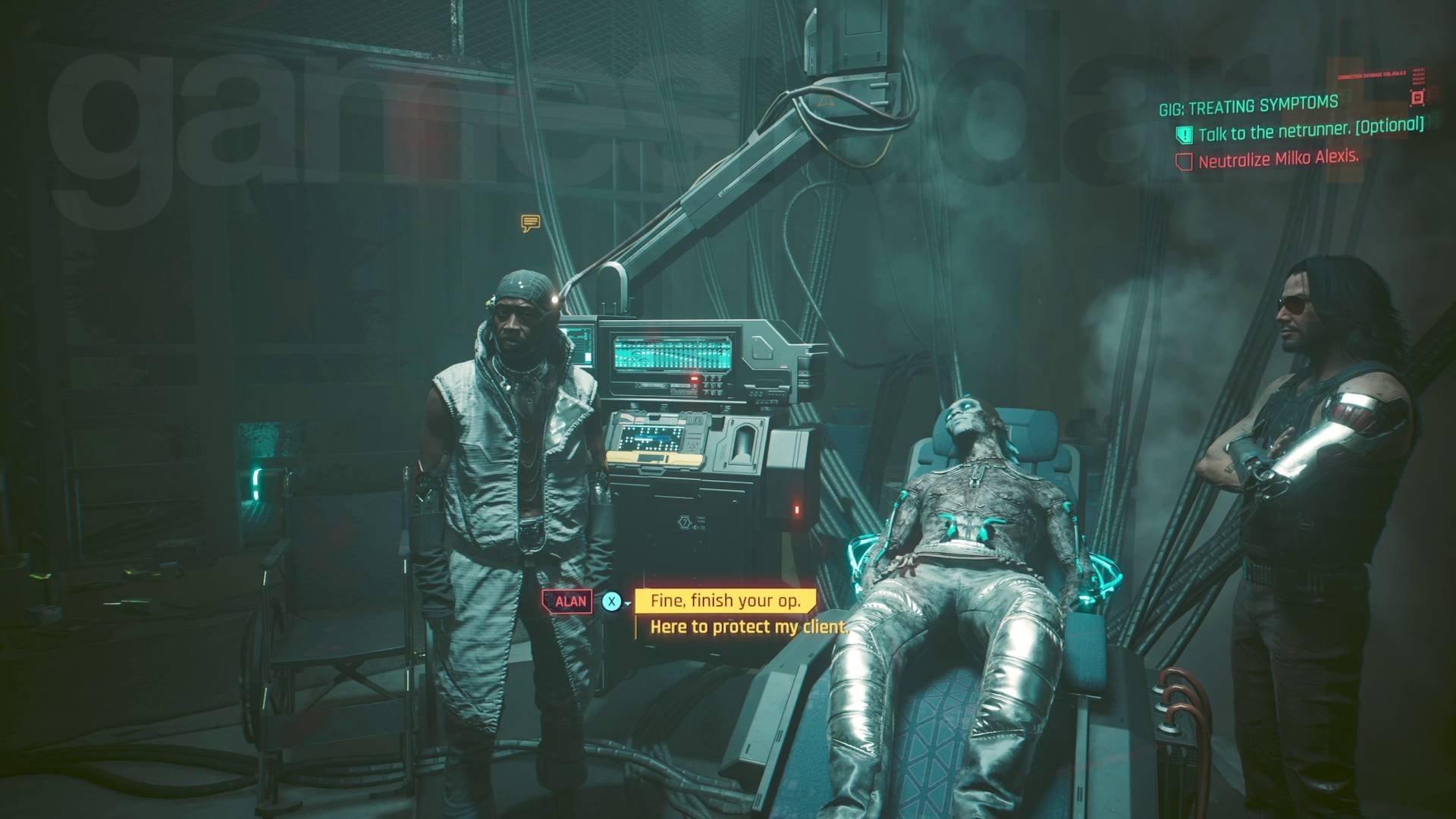 Cyberpunk 2077 Phantom Liberty علاج الأعراض Netwatch عامل Alan و Netrunner Milko لقتل أو تجنيب Milko