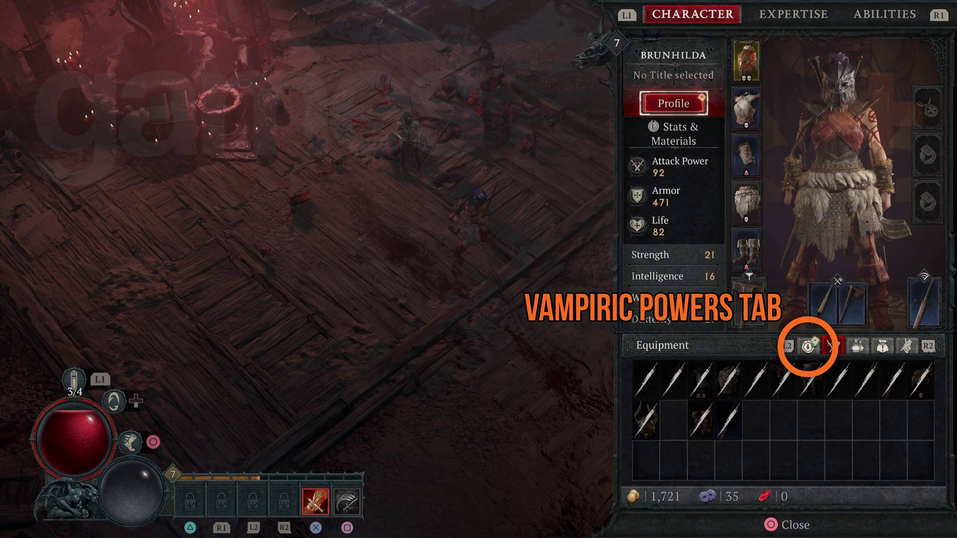 Diablo 4 season 2 vampýrské síly menu