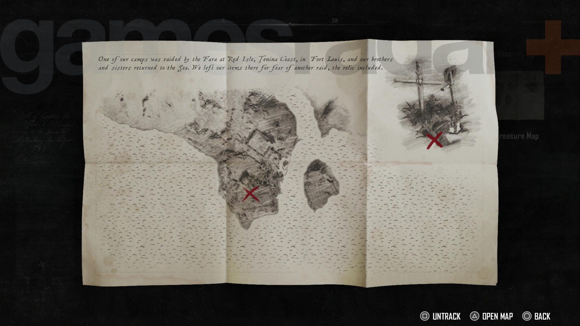 Mapa pokladu Skull and Bones Relics of the Past