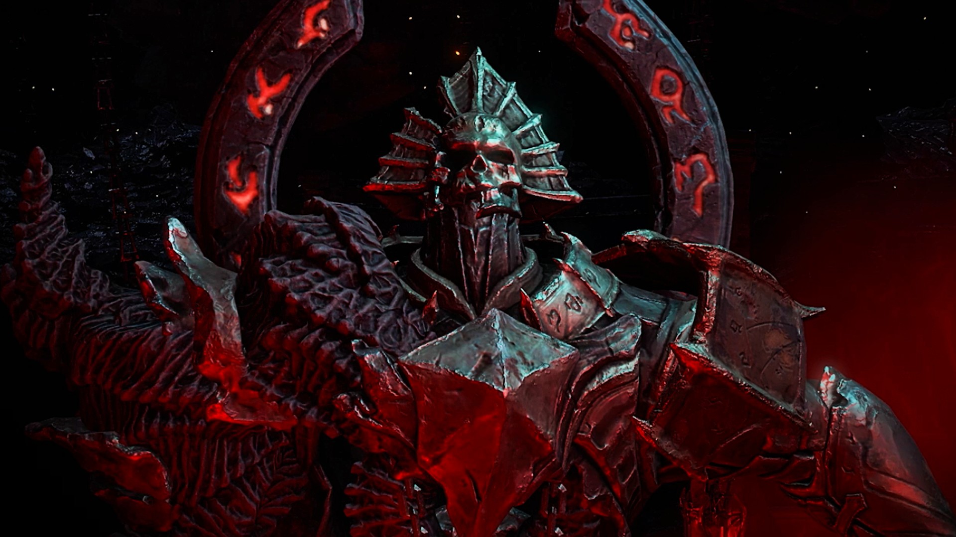 Přiblížení hlavního nepřítele hry Diablo 4 Season 3, který je pokrytý kovem