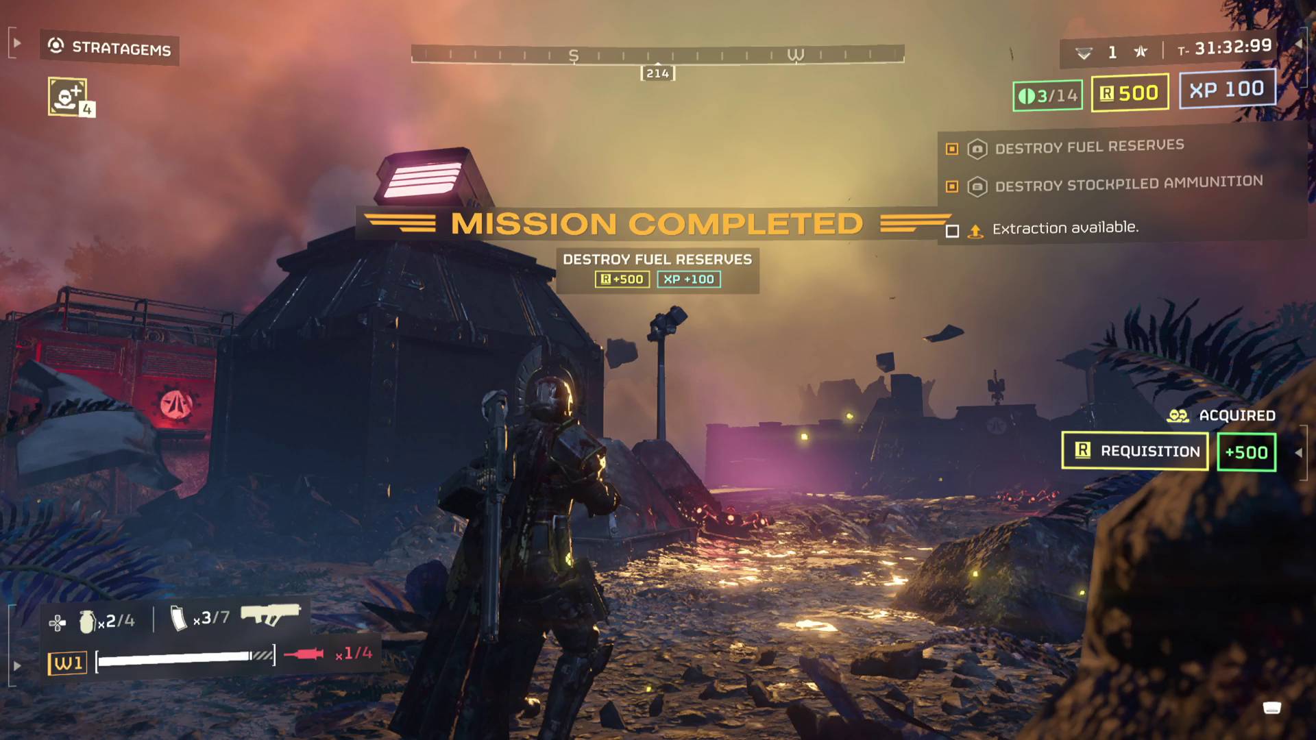Helldivers 2 - jogador a solo a rebentar com autómatos e missão completa