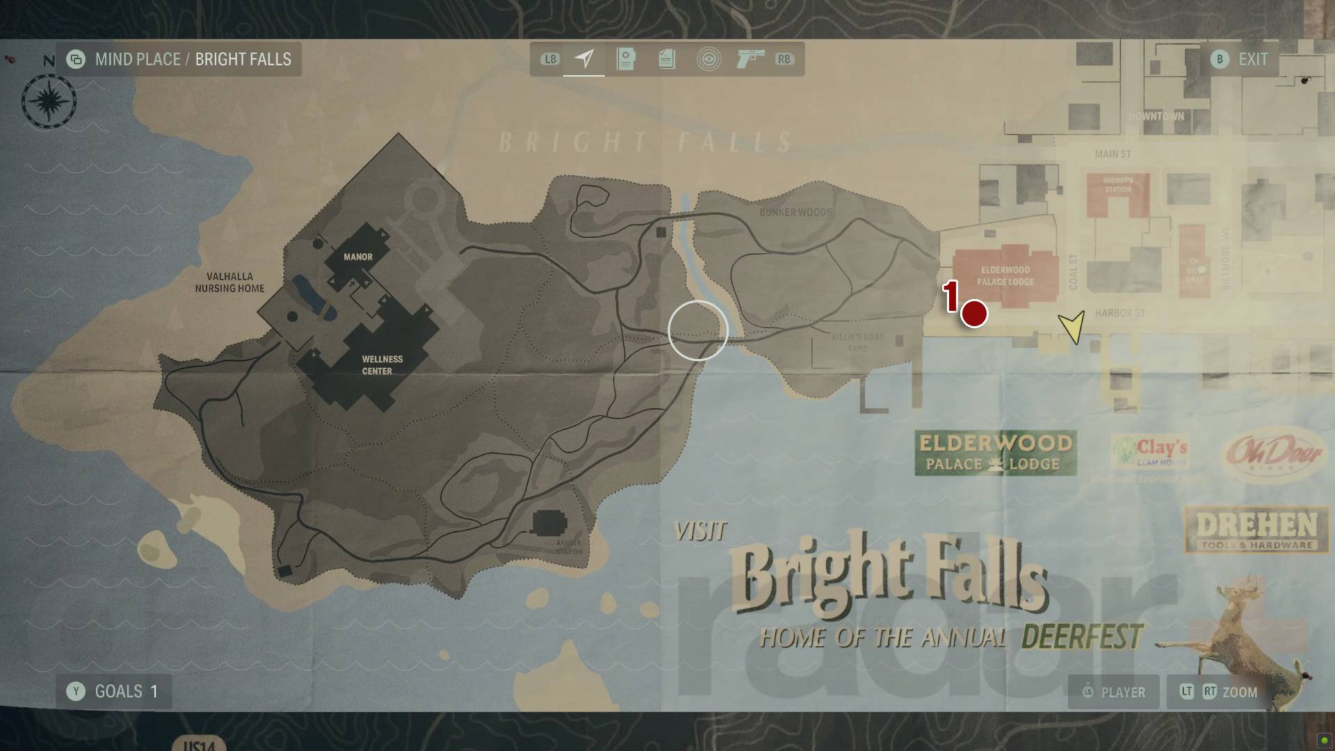 Alan Wake 2 culto esconderijo quedas brilhantes mapa