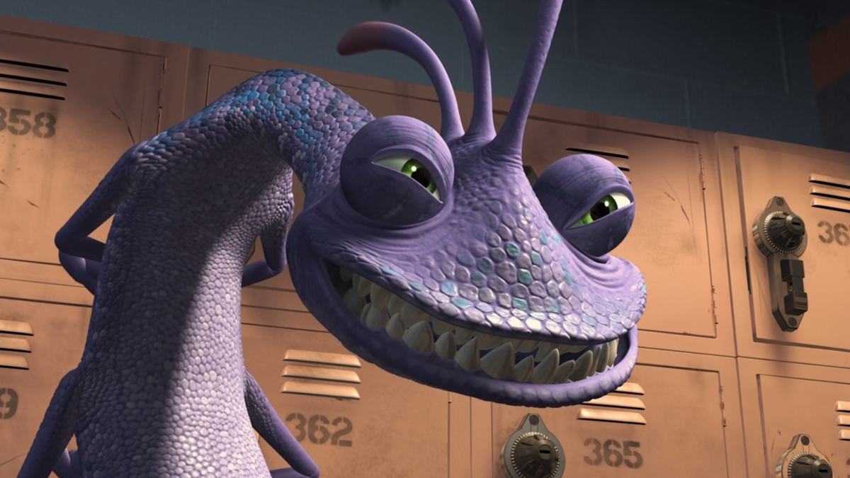 Randall sonríe siniestramente en Monsters Inc