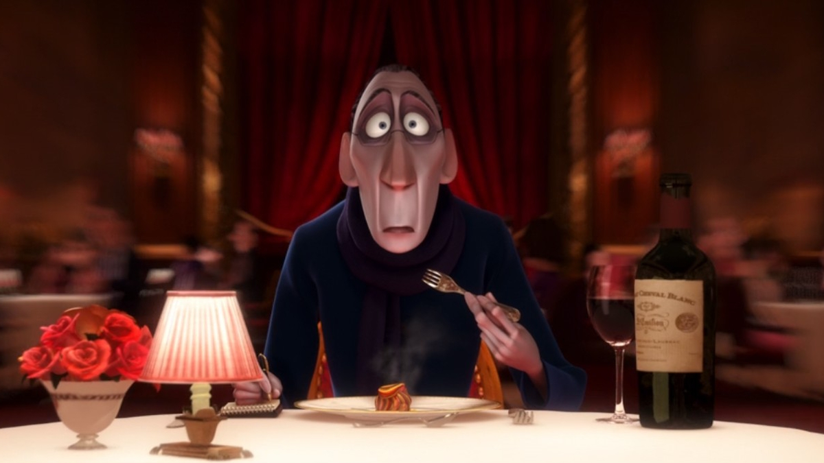 Anton Ego vzpomíná na své dětství v restauraci ve filmu Ratatouille