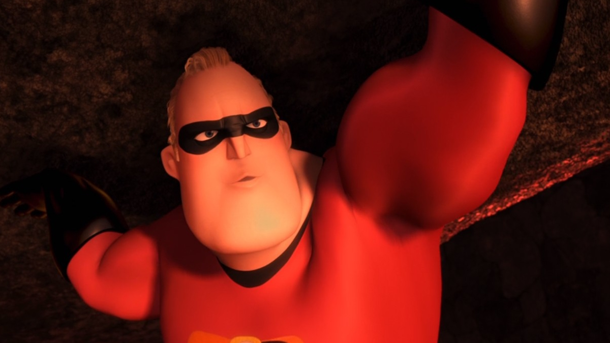 Herra Incredible nostaa pylvästä The Incredibles -elokuvassa.