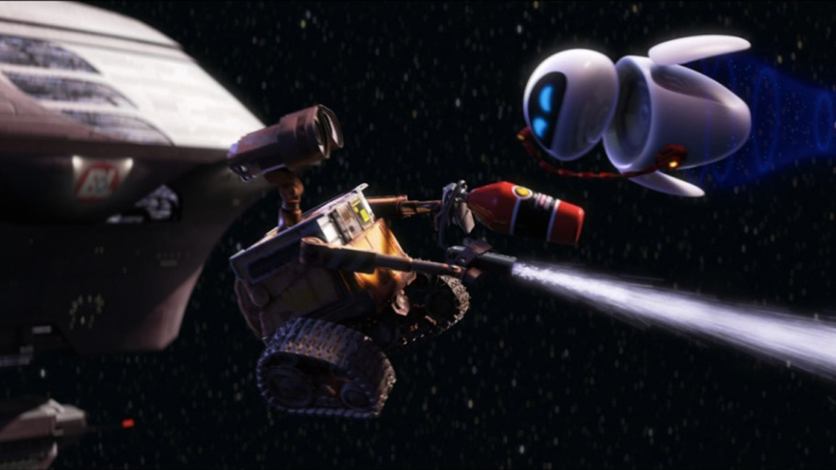 Wall-E und EVE tanzen im Weltraum