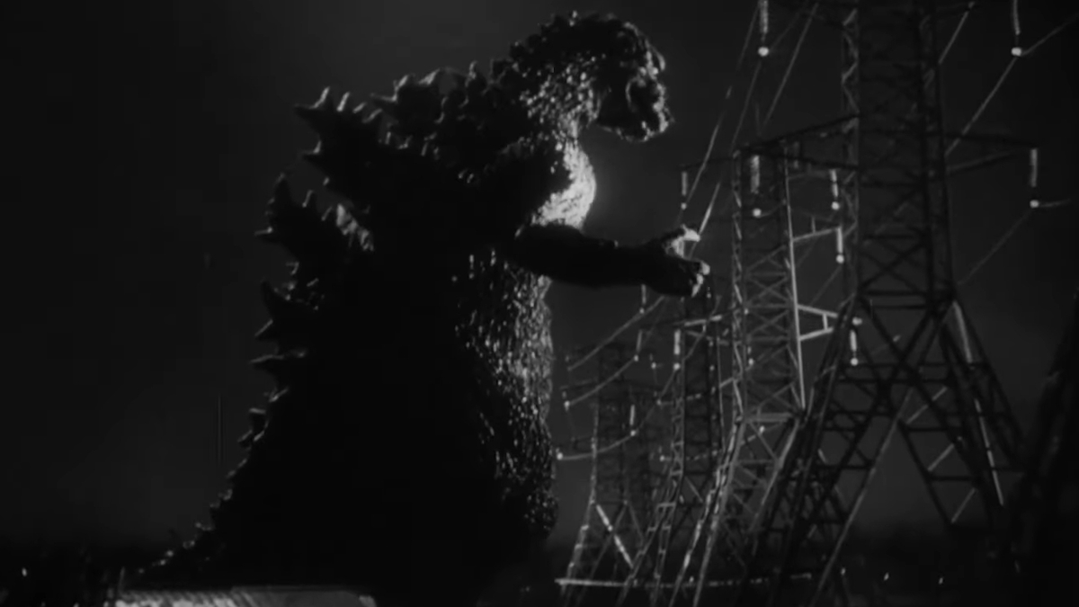 Godzilla si razí cestu do Tokia ve filmu Gojira