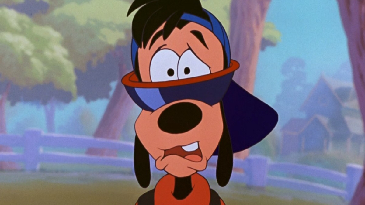 Max Goof, der Sohn von Goofy, macht ein schockiertes Gesicht in A Goofy Movie