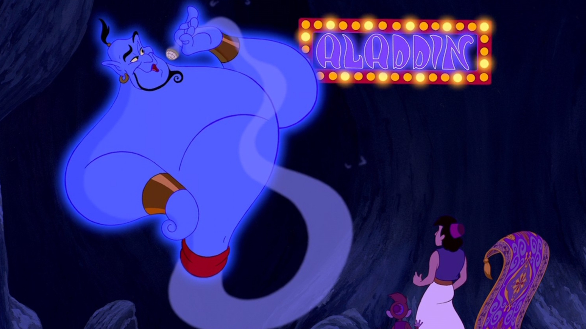 Genie hilser på Aladdin
