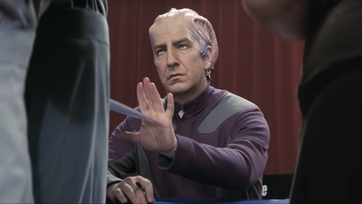 Alan Rickman, als Alexander Dane, gibt widerwillig Autogramme in Galaxy Quest
