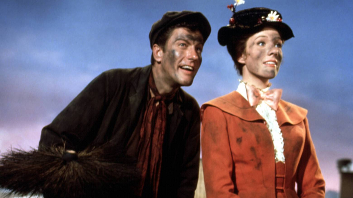 Julie Andrews og Dick Van Dyke synger sammen i Mary Poppins.