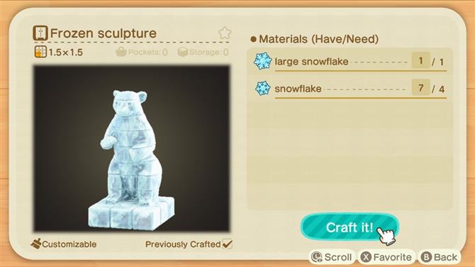Animal Crossing: New Horizons Frozen DIY recipies