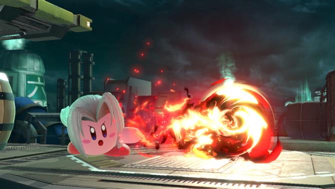 Kirby usando Flare como Sephiroth