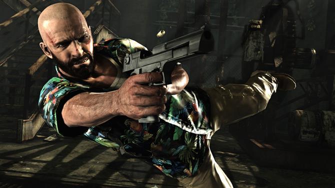 Max Payne hoppar och skjuter i Max Payne 3
