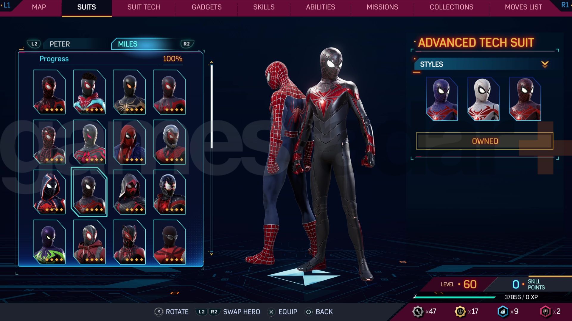 スパイダーマン2のスーツとコスチューム