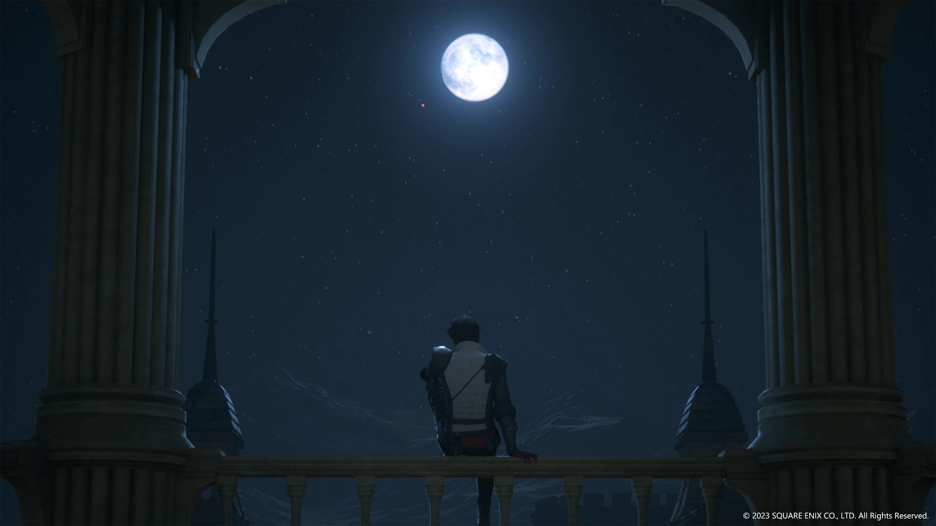 يجلس كلايف تحت القمر في Final Fantasy 16