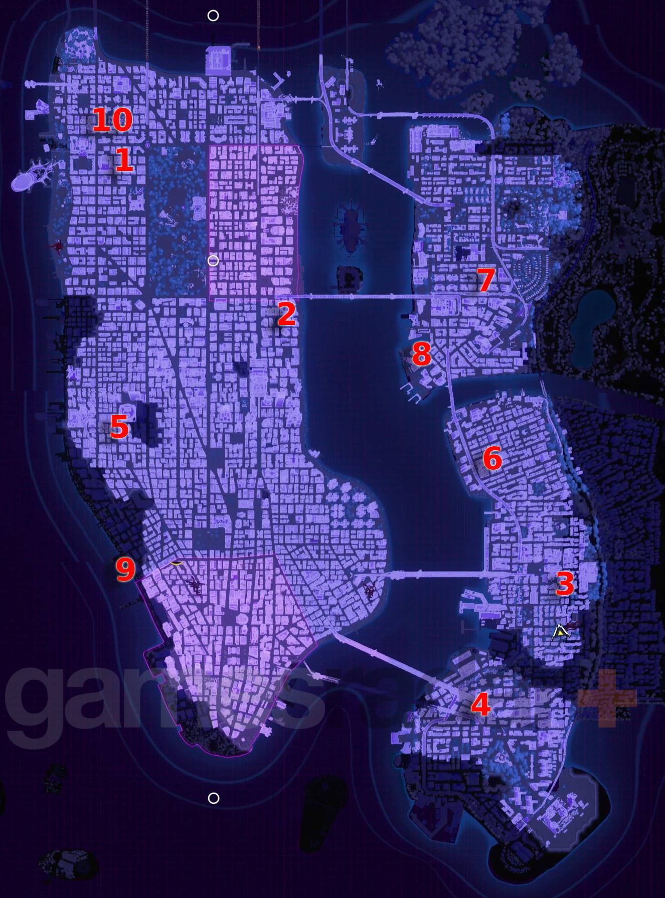 Mappa dei nascondigli prowler di Marvel Spider-Man 2