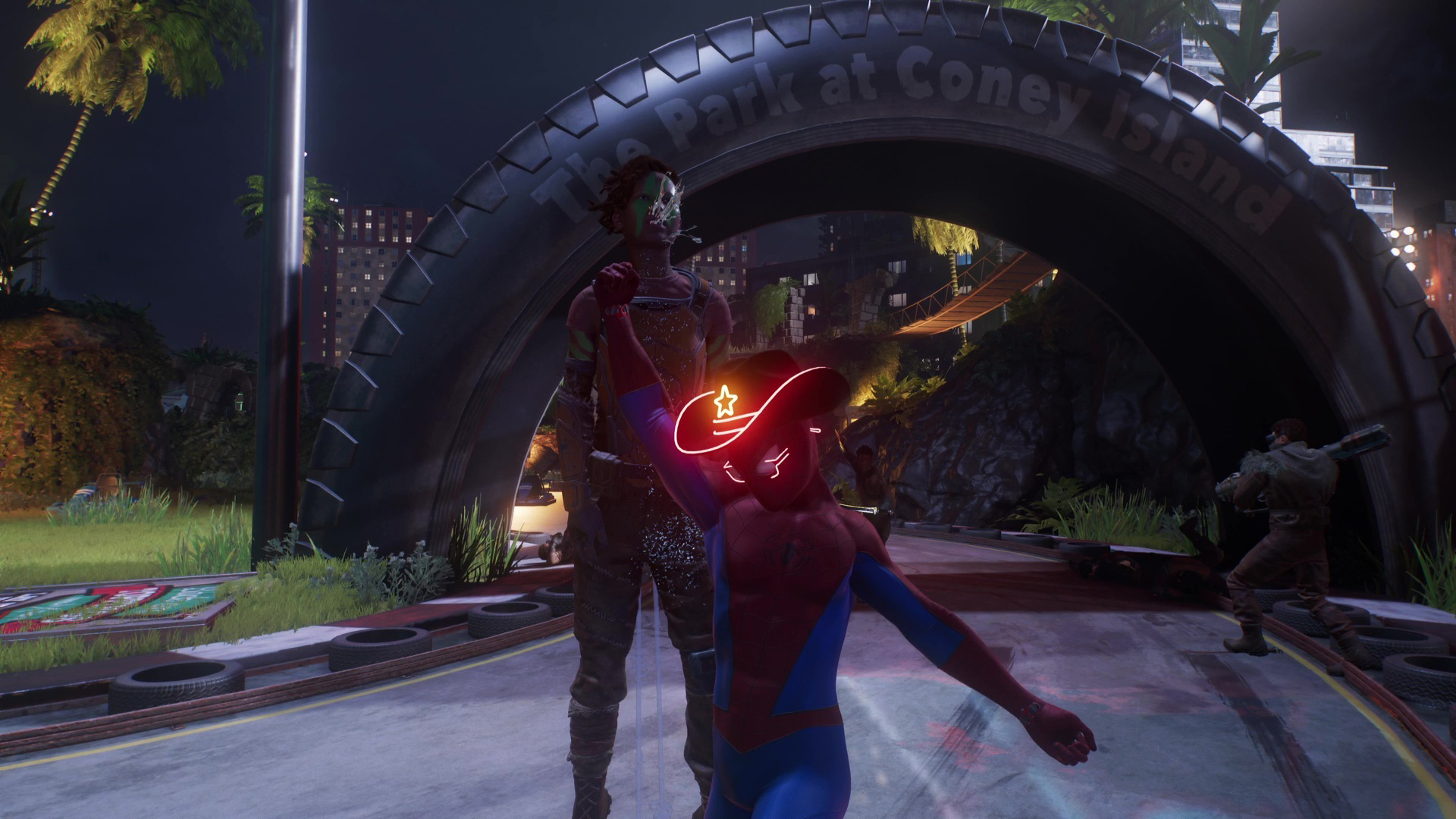 Recompensa das atracções e jogos do Spider-Man 2 durante um combate